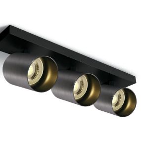 ONE Light Retro GU10 Spots - opbouwspot 3L - 39 x 7 x 10 cm - metaal grijs