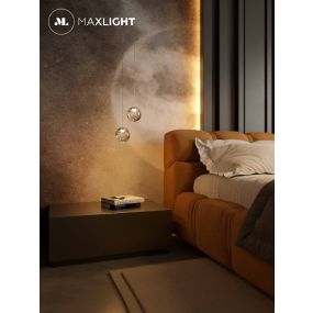 Maxlight Zoe - hanglamp - Ø 9,5 x 180 cm - 1,5W LED incl. - goud
