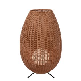 Lucide Colin - oplaadbare vloerlamp buiten - Ø 50 x 79 cm - 3 stap dimmer - 3W dimbare LED incl. - IP44 - licht hout