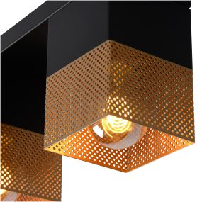 Lucide Renate - plafondverlichting - 54 x 10 x 16 cm - zwart en mat goud
