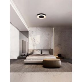 Nova Luce Pada - plafondlamp - Ø 40 x 5 cm - 25W dimbare LED incl. - zandzwart en wit