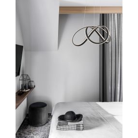 Nova Luce Truno - hanglamp - Ø 52 x 120 cm - 60W dimbare LED incl. - zand zwart