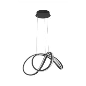 Nova Luce Truno - hanglamp - Ø 52 x 120 cm - 60W dimbare LED incl. - zand zwart