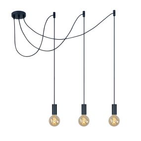 Lichtkoning E27 Pendant Tubes - hanglamp - Ø 4,2 x 209,5 cm - zwart
