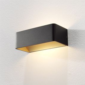 Artdelight Mainz - wandverlichting - 20 x 10 x 7 cm - 2 x 3W dimbare LED incl. - zwart en mat goud