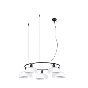 Faro Tatawin M - hanglamp - Ø 96,6 x 100 x 210 cm - satijnzwart en glanswit