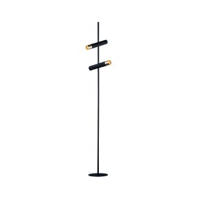 Searchlight Cylinder - vloerlamp - 22 x 151 cm - 2 x 3,5W LED incl. - zwart en goud