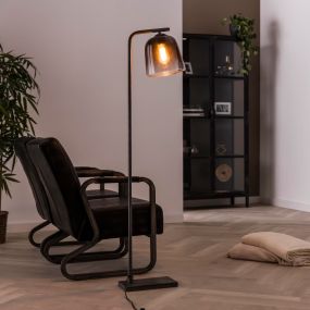 Vico Grey Shade - vloerlamp - 23 x 40 x 147 cm - gerookt glas