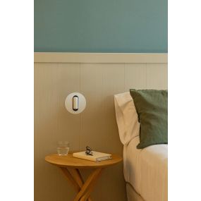 Faro Timit - bedlamp met usb poort - 5,3 x 11,2 x 3 cm - 4,5W LED incl. - mat wit en gestructureerd zwart