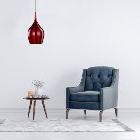 Searchlight Vibrant - hanglamp - Ø 12 x 142 cm - wijn rood