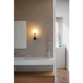 Faro Gala - wand verlichting - 11,5 x 15 x 32 cm - IP44 - zwart en opaal