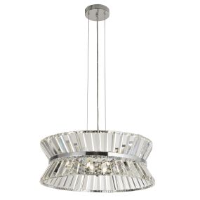 Searchlight Uptown - plafond/hanglamp - Ø 50 x 150 cm - chroom en transparant