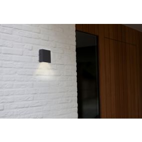 Lutec Gemini XF - wandverlichting - 11 x 3,8 x 11 - 9,5W LED incl. - IP54 - donkergrijs - wit