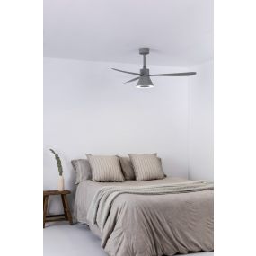 Faro Amelia - plafondventilator - Ø 132 x 26 cm - 6 snelheden - 20W dimbare LED incl. - incl. afstandsbediening met timer - grijs