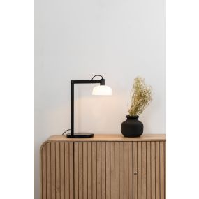 Faro Tatawin - tafellamp - 25 x 45,4 x 57,5 cm - zwart en melkglas