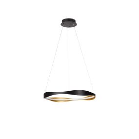Nova Luce Dobi - hanglamp - Ø 60 x 120 cm - 32W dimbare LED incl. - zandzwart en goud