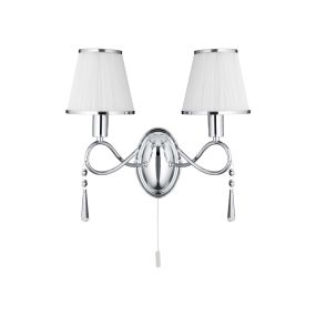Searchlight Simplicity - wandverlichting met trekschakelaar - 37 x 32 cm - chroom