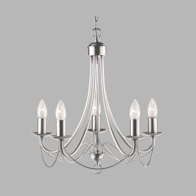 Searchlight Maypole - luster - Ø 46 x 100 cm - satijn zilver
