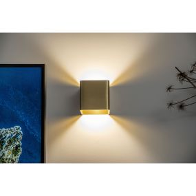 Artdelight Fulda - wandverlichting - 10 x 10 x 10 cm - 6W dimbare LED incl. - goud geborsteld