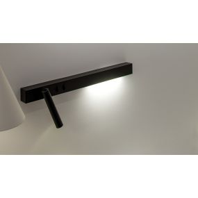 VK Lighting Bar - wandverlichting met linkse leeslamp - 30 x 17 x 5 cm - 3W + 6W LED incl. - zwart