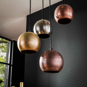 Vico Bols 6L - hanglamp - Ø 40 x 150 cm - mat nikkel mix