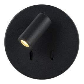 Lucide Bentjer - wandlamp -Ø 14 x 10,5 cm - 6W + 3W LED incl. - zwart