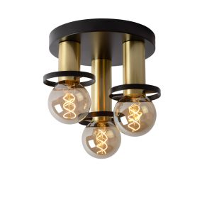 Lucide Anaka - plafondverlichting - Ø 30 x 17,5 cm - zwart en satijn messing