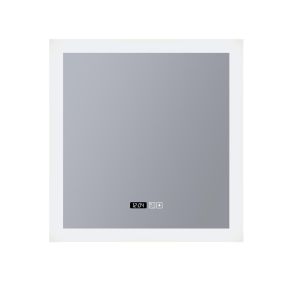 Searchlight - spiegellamp met verlichting en digitale klok - 60 x 60 cm - 38W dimbare LED incl - IP44 - wit