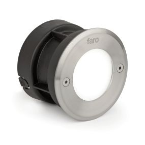 Faro Led-18 - inbouw wandverlichting - Ø 10 x 6,5 cm - 3W LED incl. - IP67 - satijn inox - warm witte lichtkleur