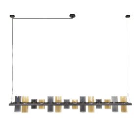 Vico Cylinder Mixed Glass - hanglamp - 190 x 20 x 150 cm - zwart