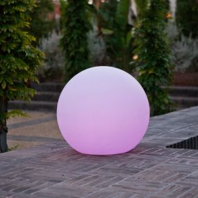 New Garden Buly 60 - oplaadbare tafellamp op zonne-energie en met kabel - Ø 60 x 34 x 55 cm - 1W RGB LED incl. - IP65 - wit