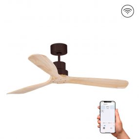 Faro Lantau L - plafondventilator - Ø 132cm - incl. afstandsbediening - slimme ventilator optie - licht hout en mat bruin 
