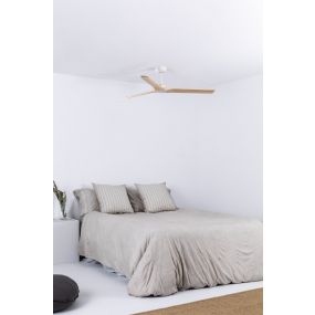 Faro Heywood M - plafondventilator - Ø 132 x 190 cm - 6 snelheden - incl. afstandsbediening - slimme ventilator optie - wit en hout 
