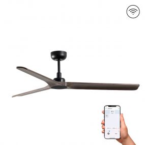 Faro Heywood M - plafondventilator - Ø 132 x 190 cm - 6 snelheden - incl. afstandsbediening - slimme ventilator optie - donker bruin