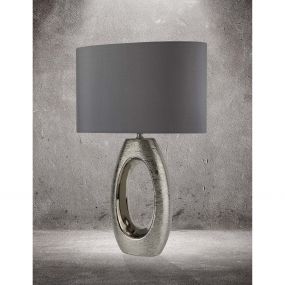 Searchlight Artisan - tafellamp - 61 cm - chroom en grijs