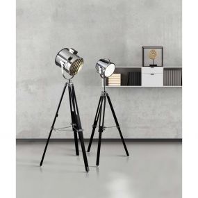 Searchlight Studio - staanlamp - 150 cm - zwart en chroom