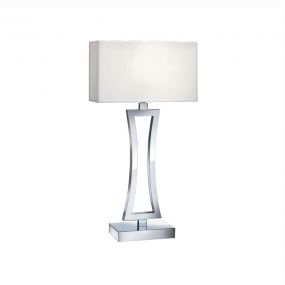 Searchlight Cusion - tafellamp - 57 cm - wit en chroom (laatste stuks!)