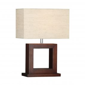 Searchlight Calven - tafellamp - 31 x 18 x 42 cm - donker hout en beige