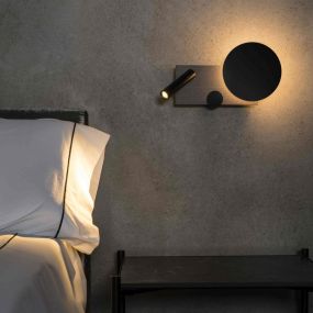 Faro Klee - wandverlichting met leeslampje - 27 x 16 x 3 cm - 10W dimbare LED incl. - zwart & grijs