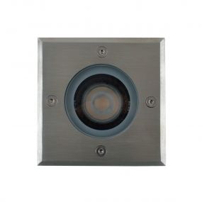 Lichtkoning Hades - vierkante grondspot voor buiten - 110 x 110 mm, Ø100 mm inbouw - IP67 - mat chroom