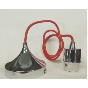 Artdelight Iron - hanglamp - Ø 12 x 120 cm - chroom en rood