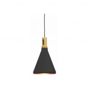 Artdelight Cornet - hanglamp - Ø 26 x 176 cm - zwart en goud