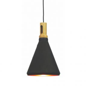 Artdelight Cornet - hanglamp - Ø 26 x 176 cm - zwart en goud