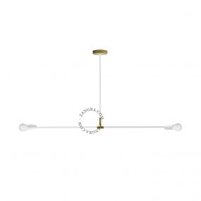Zangra Swing - hanglamp - 110 x 58 cm - wit en messing