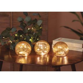 New Garden Lua - decoratieve set lichtballen - 3 stuks - Ø 10 cm - goud