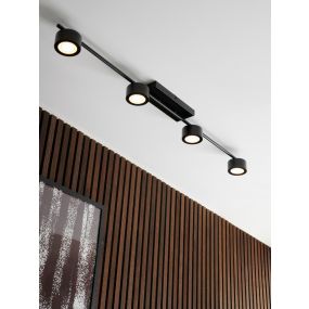 Nordlux Clyde - plafondlamp - 115 x 8,5 x 10 cm - 3 stappen dimmer - 4 x 5W LED incl. - zwart