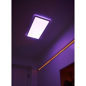 Nordlux Smart Harlow - plafondverlichting - slimme verlichting - 59,5 x 29,4 x 2,3 cm - 21W LED incl. - IP54 - wit