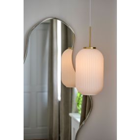 Nordlux Milford 20 - hanglamp - Ø 20 x 248,5 cm - opaal wit en messing