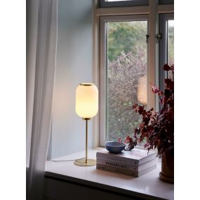 Nordlux Milford - tafellamp - Ø 15 x 48 cm - opaal wit en messing