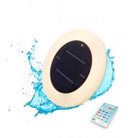 New Garden Papaya 30 Solar - buiten zwembadverlichting op zonne-energie en magnetisch oplaadbare batterij met afstandsbediening - RGB + W (2700K) - Ø 29 x 2 cm - IP68 - wit